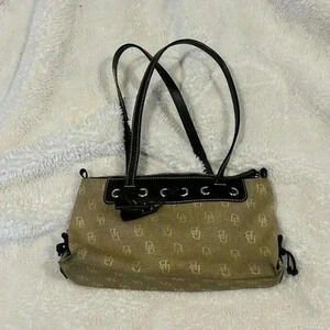 Dooney and‎ Bourke Signature Canvas Leather Purse Vintage DB Brown Shoulder Bag
